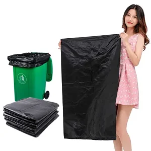 Custom Logo Disposable Black Big Garbage Bin Bags with Heat Seal