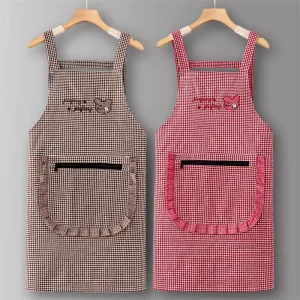 Custom Logo Durable Cotton Bib Apron Kitchen Household High End Young Korean Style Work Clothes Women’s Washable Reusable