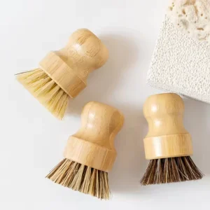 Custom Logo Eco Friendly Lightweight Kitchen Cleaning Brushes Short Bamboo Handle Sisal Palm Washing Dishwashing Brush Cleaning