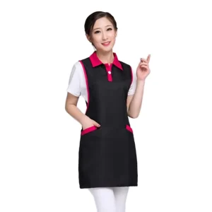 Custom Logo Embossed Polyester Satin Bartender Apron Elegant Restaurant Bar Uniform for Women Professional Service Apron JIAMING