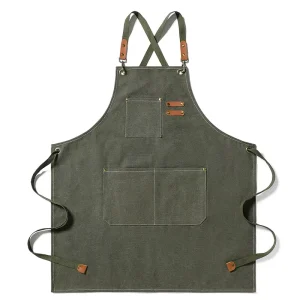 Custom Logo Embroidered Chef Apron Oil Proof Wear Resistant Waist Design for Restaurant Cafe Use Easy Cleaning
