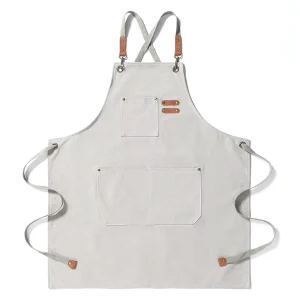 Custom Logo Embroidered Cotton Bib Chef Apron Oil Proof Wear Resistant Sleeveless Design for Restaurant Cafe Use Easy Cleaning