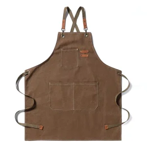 Custom Logo Embroidery Waterproof and Oil Proof Restaurant Cafe Chef Apron Wear Resistant Sleeveless Design