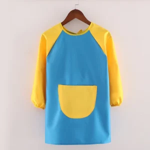 Custom Logo Full Length Blue Sleeved Barista Apron Durable Server Apron Fast Delivery Kitchen Apron