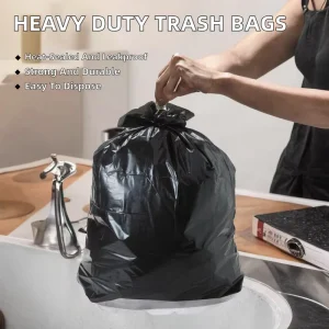 Custom Logo HDPE Waterproof Drawstring Garbage Bag Strong Refuse Sacks Trash Bags 13 Gallon Tall Kitchen Trash Bags