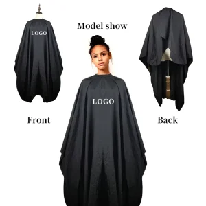 Custom Logo Hair Salon Hair Cutting Hairstylist Snap Black Barber Apron Hairdresser Capes