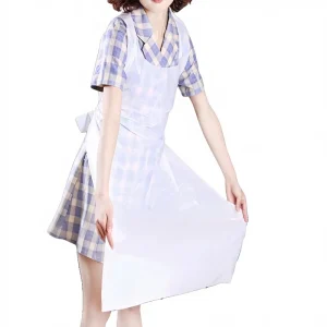 Custom Logo Heavy Duty LDPE Disposable Sleeveless Lightweight Medical Work Apron Women Cleaning Catering Use Custom
