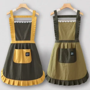 Custom Logo Heavy Duty Waterproof Oil Resistant Female Sleeveless Taslan Apron for Catering Dessert Shop Work Clothes Adult Size