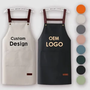 Custom Logo High Quality Heavy Duty PVC Bib Kitchen Apron Advanced Waterproof Black Sleeved Apron for Adults Cleaning