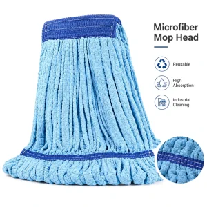 Custom Logo Industrial Microfiber Mop Head Replacement Heavy Duty High Absorption Reusable Commercial Floor Cleaning Mop