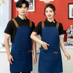 Custom Logo Kitchen Apron for Cooking Barbecue Chef Printed and Embroidered Suitable for Waiters in Milk Tea Shops and Coffee Shops