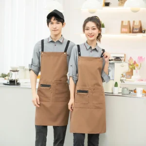 Custom Logo Kitchen Aprons Barista Chef Uniform Work Apron for Bar Cafes Shop Grill Restaurant Canvas Aprons