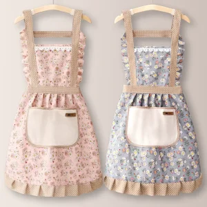Custom Logo Lace Sleeveless Bib Apron Heavy Duty Lightweight Women’s Kitchen Apron for Baking and Cooking