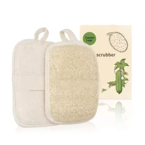 Custom Logo Loofah Sponge Natural Loofah Exfoliating Body Scrubber Rectangular Loofah Shape Loofah Sponge