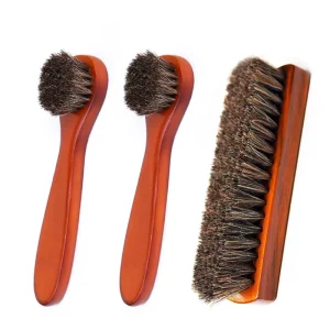 Custom Logo Luxury Wood Handle Horse Hair Bristle Shoe Cleaner Shine Polish Buffing Soft Shoe Cleaning Brush