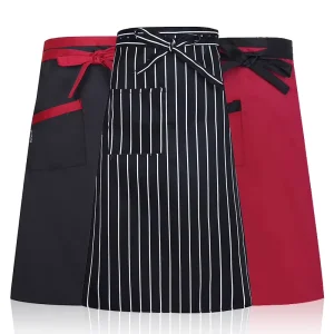Custom Logo Men’s & Women’s Half Apron Black White Pink Waterproof Cooking Chef Kitchen Uniforms for Restaurant & Barbecue Grill