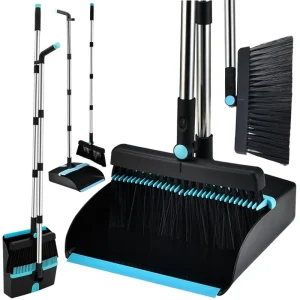 Custom Logo Modern Design 2 in 1 Office Home Floor Cleaning Tool Long Handled 180 Rotatable Broom Dustpan Set