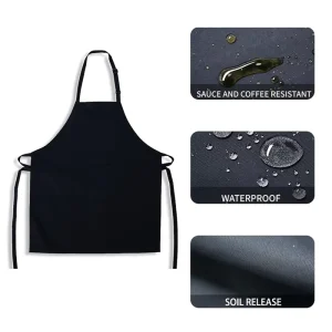 Custom Logo Multicolor Adult Women Sleeveless Bib Apron 2 Pockets Woven Washable Heat Transfer Kitchen Item for Printing