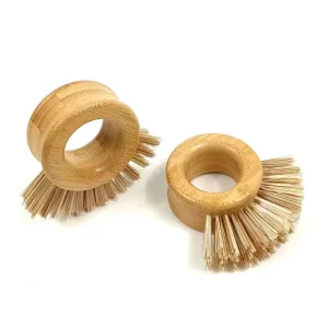 Custom Logo Natural Bamboo Dish Scrub Brush Kitchen Use Cleaning Brushes for Fruit & Vegetable Washing