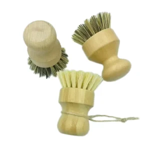 Custom Logo Natural Pan Pot Vegetable Dish Coconut Brushes Eco Biodegradable Bamboo Kitchen Scrub Bottle Cleaning Brush Set