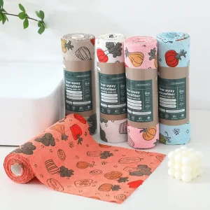 Custom Logo Packing Multi Purpose Absorbent Tear Off Disposable Eco Friendly Microfiber Towel Roll Rag Kitchen Cleaning Cloth