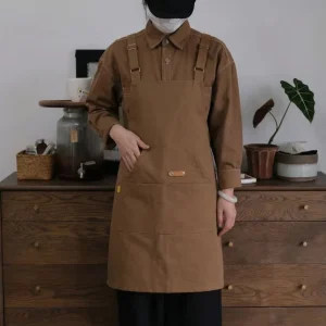 Custom Logo Plain Bib Aprons with 2 Pockets Extra Large Long Ties Cooking Kitchen Apron for Women Men