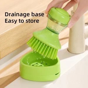 Custom Logo Plastic Dish Brush with Soap Dispenser