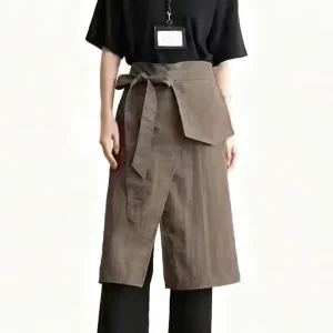 Custom Logo Poly Cotton Bib Apron for Restaurants Coffee Shops Oil Resistant Adjustable Waist Durable Professional Use