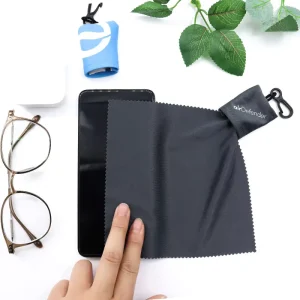 Custom Logo Print Eco Friendly 5 Colors Glasses Cleaning Cloth Keychain Sublimation Microfiber with Pouch Clip