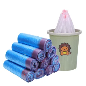 Custom Logo Printed HDPE Plastic Drawstring Trash Bags 5/13/30/39 Gallon Household Kitchen Full Biodegrade Offset Printing Side