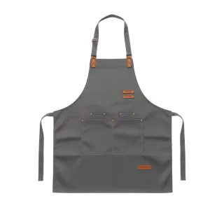 Custom Logo Printed Washable Durable Reusable Eco Friendly Canvas Waist Apron Restaurant Milk Tea Cafe Waiter Halter Chef