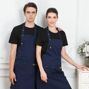 Custom Logo Professional Kitchen Barista Bib Apron for Restaurant Cafe Workshop Waterproof Canvas Apron