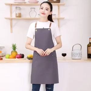 Custom Logo Reusable Durable Kitchen Canvas Waterproof Sleeveless Apron Adjustable Waist Pocket for Christmas Chef’s