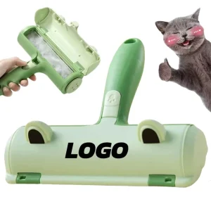 Custom Logo Reusable Frog Shape Pet Hair Brush Bi directional Auto Cleaning Lint Roller Clothes Sofa Cats Dog Hair Remover
