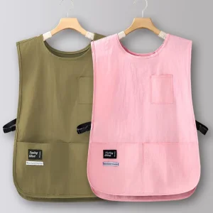 Custom Logo Reusable Heavy Duty Waterproof Oil Proof Taslon Bib Apron Adjustable Waist Breathable Eco Friendly Washable