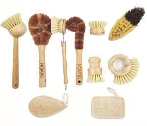 Custom Logo Reusable Sisal Long Handle Eco Friendly Kitchen Cleaning Brush for Pan Pot Dish Bottle