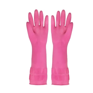 Custom Logo Rose Red Reusable Natural Rubber Latex Household Hand Gloves for Household Kitchen Dishwashing Washing Work