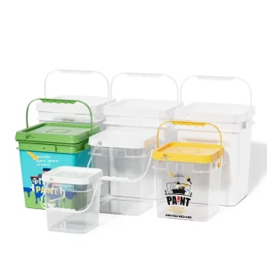 Custom Logo Silk Screen Square Transparent Tennis Ball Storage Bucket with Handle Lid 5 Gallon Plastic Packaging