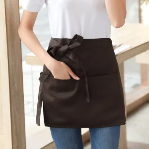 Custom Logo Sleeveless Waist Half Apron Reusable Unisex Adult Bib for Work Waterproof Cotton Kitchen Chef Apron