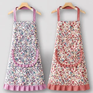 Custom Logo Slub Cotton Sleeveless Gardening Apron Washable Reusable for Kitchen Home Use Catering Work Ladies