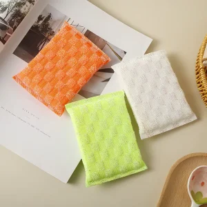 Custom Logo Soft Durable Polyester Material Double-Sided Scouring Pad Sponges for Dishes Cleaning