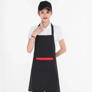 Custom Logo Solid Color Aprons with 2 Pockets Commercial Chef Apron for Kitchen Cooking Restaurant BBQ Cleaning