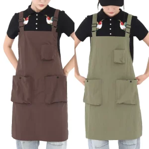 Custom Logo Sustainable European Style Kitchen Work Clothes Waterproof Bib Cotton Apron Cross Border for