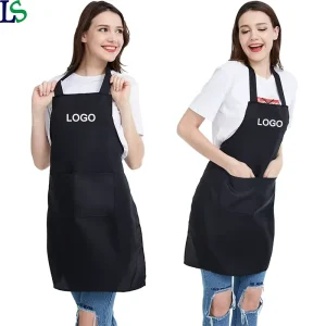 Custom Logo Unisex Sleeveless 2 Pockets Thick Bib Aprons Cooking Kitchen Adjustable Neck Waterproof Stylist Apron