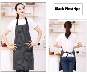 Custom Logo Unisex Striped Reusable Polyester Cotton Adult Chef BBQ Apron Advertising Restaurant Garden Cleaning