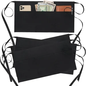 Custom Logo Waitress Apron With 3 Pockets Server Aprons Waiter Short Half Waist Servers Apron