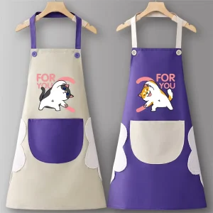Custom Logo Waterproof and Oilproof Apron Kitchen Custom Logo Printing Apron Catering Dedicated Korean Style Work Clothes Adult