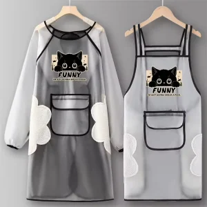 Custom Logo Women’s Chinese style TPU long sleeve apron waterproof and oil proof stall selling overclothes for young people kitc