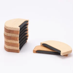 Custom Logo Wooden Lint Brush Reusable Clothes Pet Hair Remover Fabric Cleaner with Rubber Bristles