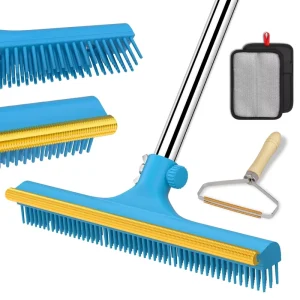 Custom Luxury 3 in 1 Carpet Rake Kit for Pet Hair Removal Tool Reusable Pet Hair Remover Carpet Broom Adjustable Long Handle